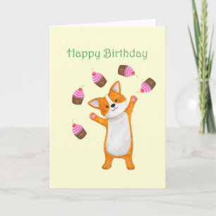 Carte Corgi mou aux cupcakes Corgi joyeux anniversaire
