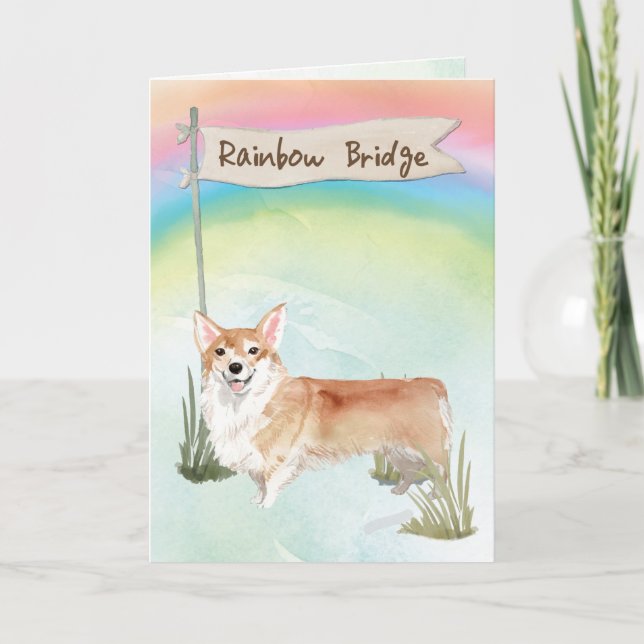 Carte Corgi Pet Sympathie sur Rainbow Bridge (Devant)