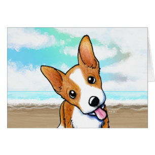Carte Corgi Puppy Beachy Cute Note Card