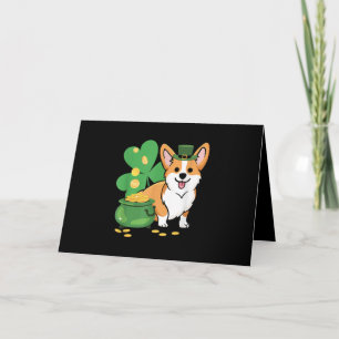Carte Corgi Saint-Patrick avec chapeau de lutin