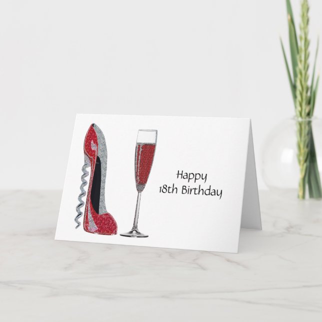 Carte Corkvis talon rouge Stiletto et verre de champagne (Devant)