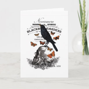 Carte corneille et crâne vintage moderne à halloween