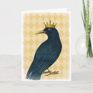 Carte Corneille noire avec couronne d'or