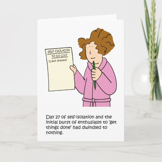 Carte Coronavirus Auto-isolation, Garder un dessin animé (Devant)