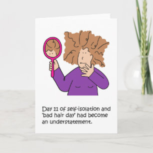 Carte Coronavirus Auto-isolement Mauvais Cheveux Caricat