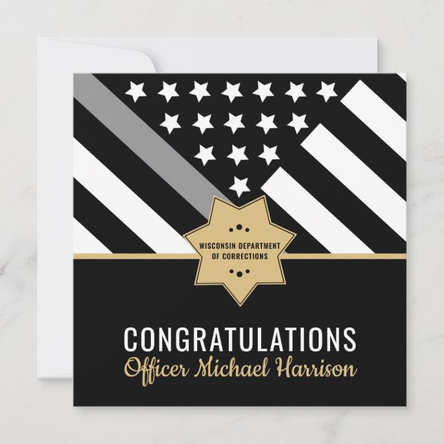 Carte Corrections Officer Thin Silver Line Graduation (Devant)