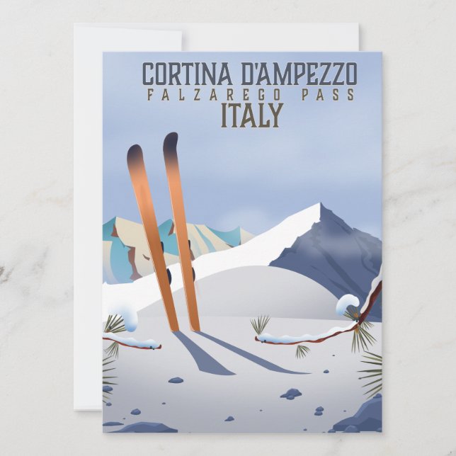 Carte Cortina d'Ampezzo Italie poster ski Art Print (Devant)