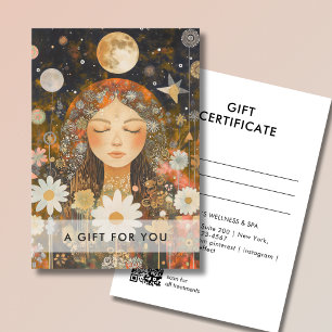 Carte Cosmic Girl Boho Moon Code QR Certificat Cadeau