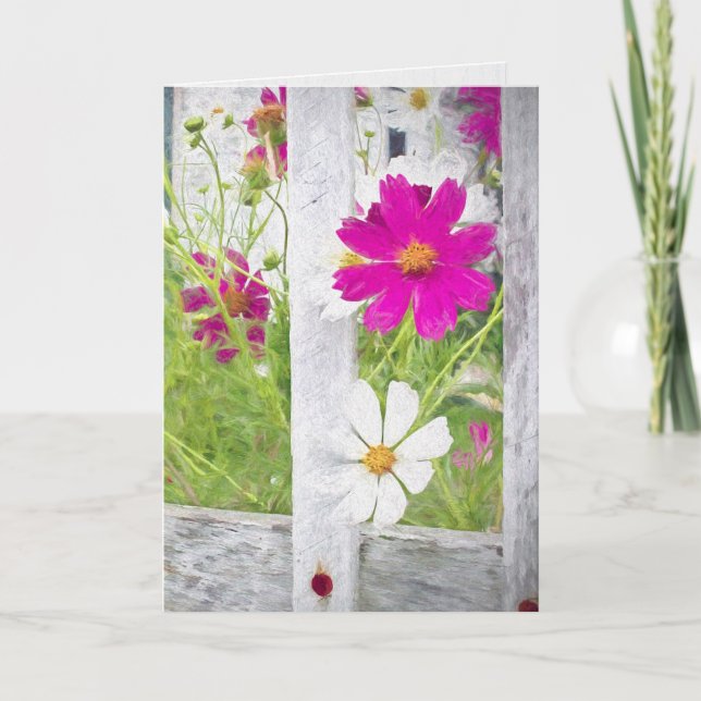 Carte Cosmos Garden et Fence pensant à vous (Devant)