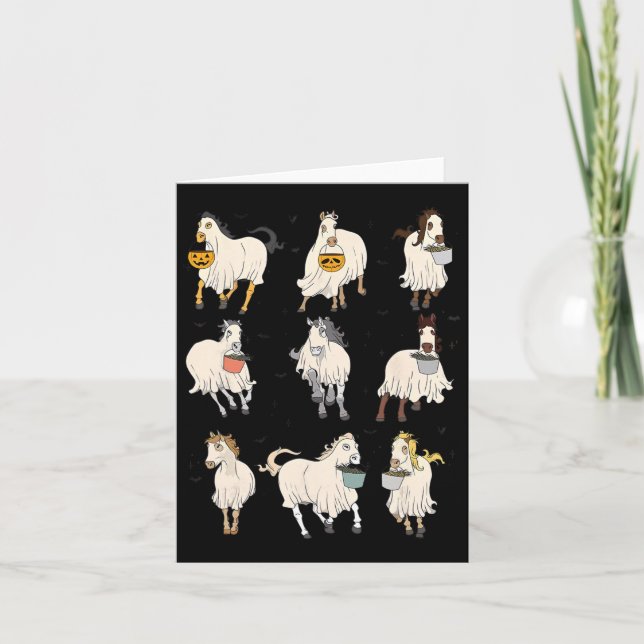 Carte Costume Citrouille Halloween Horse Ghost Boo Pour  (Devant)