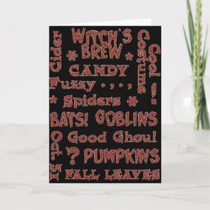 Carte Costume de bonbons d'Halloween 31 oct. orange et n
