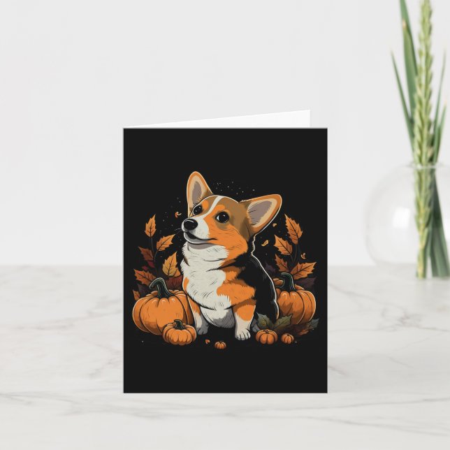 Carte Costume de Citrouille sur un Corgi Gallois pour Ha (Devant)