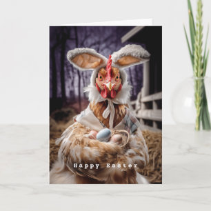 Carte Costume de poulet de Pâques drôle de lapin