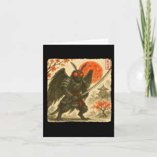 Carte Costume de samouraï japonais Mothman Sumi-e Ar