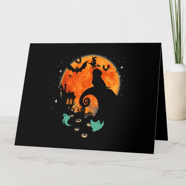 Carte Costume d'Halloween Citrouille Effrayante Lune pou (Devant)