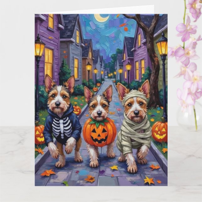 Carte Costume d'Halloween de Biewer Terrier Trick ou Tri (Orchidée)