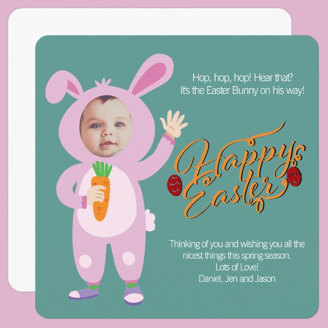 Carte Costume lapin de Pâques tendance photo personnalis (Créateur téléchargé)
