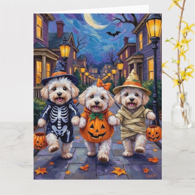 Carte Costumes d'Halloween Bichon Frise (Fleur jaune)
