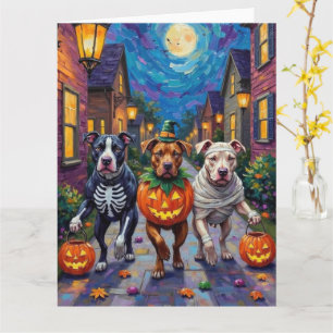 Carte Costumes d'Halloween Pitbull Dogs Trick or Treatin