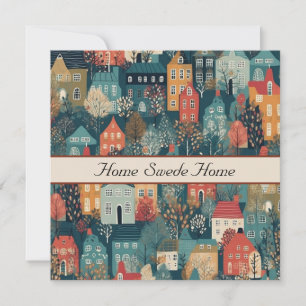 Carte Cosy Hygge Village Nordic Folk Art, personnalisé
