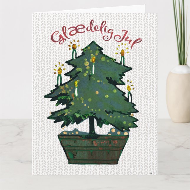 Carte Cosy Vintage Christmas Tree Glæ delig Jul (Devant)