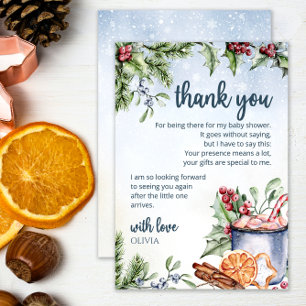 Carte Cosy Winter Hot Cocaca Baby shower neigeux merci