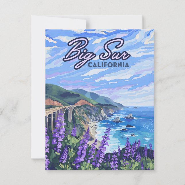 Carte côte Big Sur California Retro West Coast (Devant)