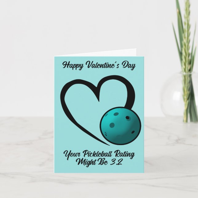 Carte Côte de Pickleball Saint-Valentin Cœur Bleu Pickle (Devant)