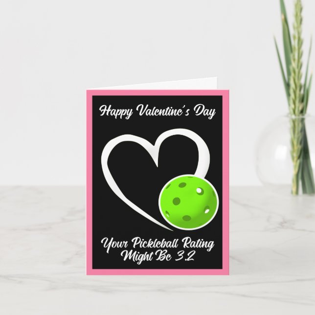 Carte Cote de Pickleball Saint-Valentin Cœur Rose et Ver (Devant)