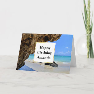 Carte Côte de plage tropicale avec un anniversaire de Bi