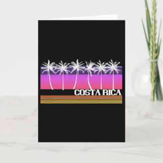 Carte Côte Rica Style Rétro Île de Plage Coucher de Sole
