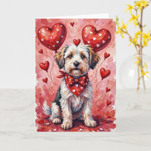 Carte Coton de Tulear Saint-Valentin Chien Assis avec de