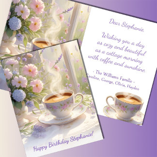 Carte Cottage Cozy Café & Fleurs Sauvages Anniversaire