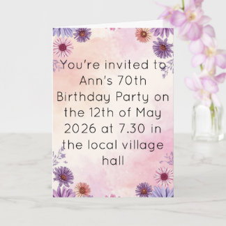 Carte Cottage Garden 70th Birthday Floral Tea Party