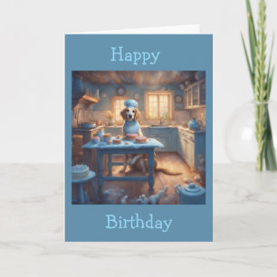 Carte Cottagecore Chien qui fait de la pâtisserie dans l