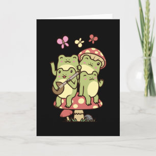 Carte Cottagecore Grenouille esthétique avec banjo Champ