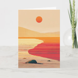 Carte Coucher de soleil abstrait orange rouge au bord de