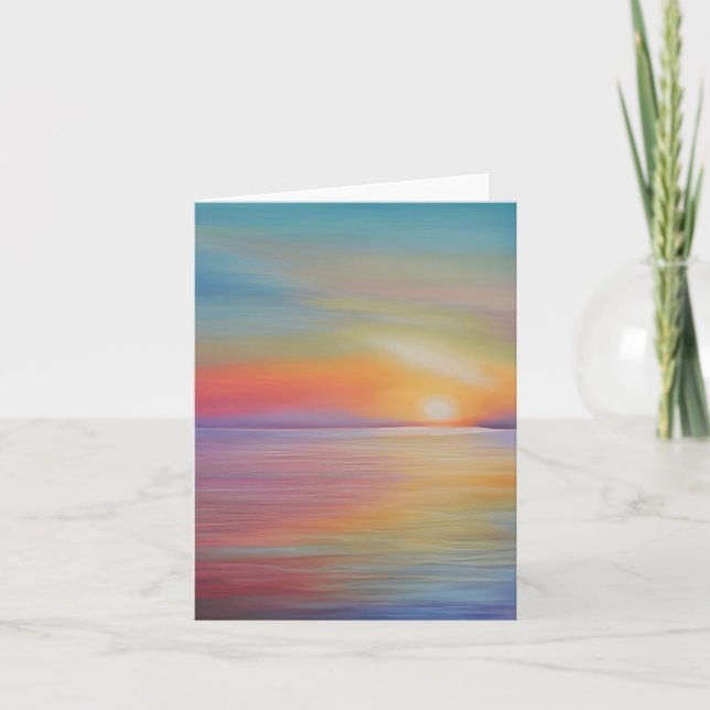 Carte Coucher de soleil aquarelle personnalisable (Devant)