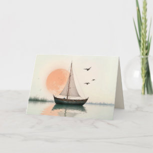 Carte Coucher de soleil avec mouettes Sympathie