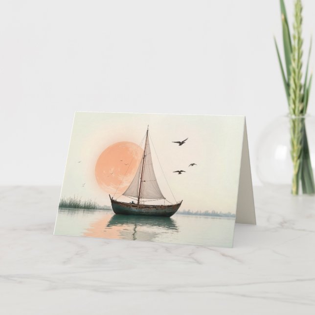 Carte Coucher de soleil avec mouettes Sympathie (Devant)