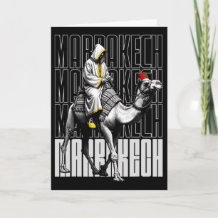 Carte Coucher de soleil chameau Marrakech Maroc Drapeau