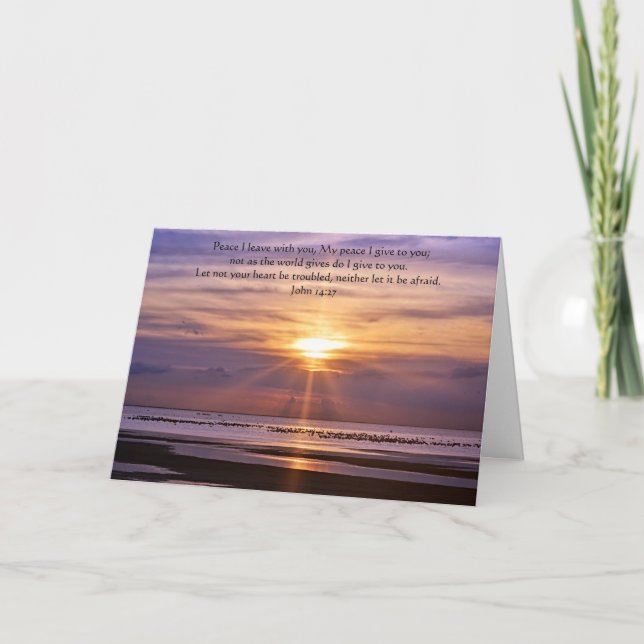 Carte Coucher de soleil pacifique sur l'océan John 14:27 (Devant)