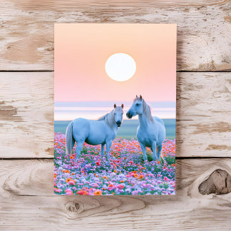 Carte Coucher de soleil pastel Chevaux Pense à toi