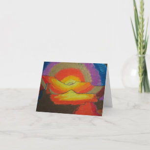 Carte Coucher de soleil - pastels à l'huile