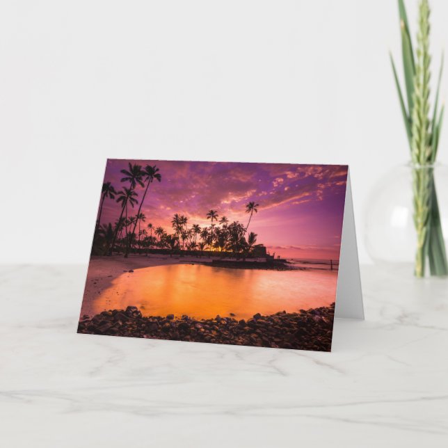 Carte Coucher De Soleil Rose De Hawaii Beach (Devant)