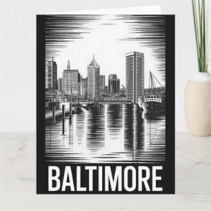 Carte Coucher de soleil sur Baltimore Maryland Gravure s