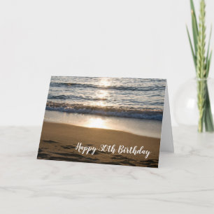 Carte Coucher de soleil sur la plage âge heureux Anniver