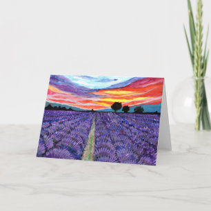 Carte Coucher de soleil sur le champ Lavender