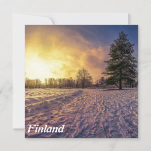 Carte Coucher de soleil sur le parc d'hiver enneigé