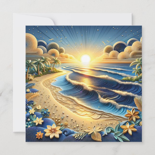 Carte Coucher de soleil sur l'océan | Papier Quilling Ef (Devant)